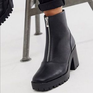 RAID Janella Chunky Zip Front Black Boots